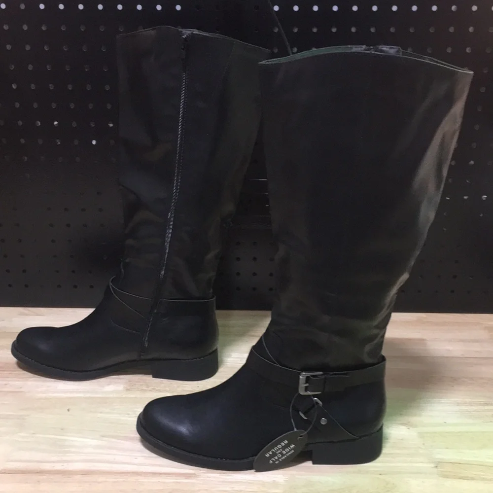 New WB Style & Co. Black Women's Mid-Calf Riding Boots